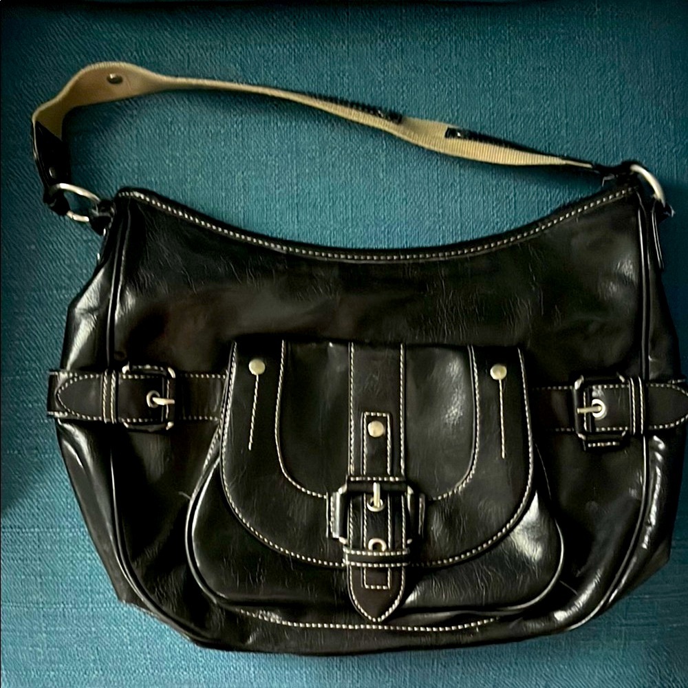 Black Leather Nine West Shoulder Bag